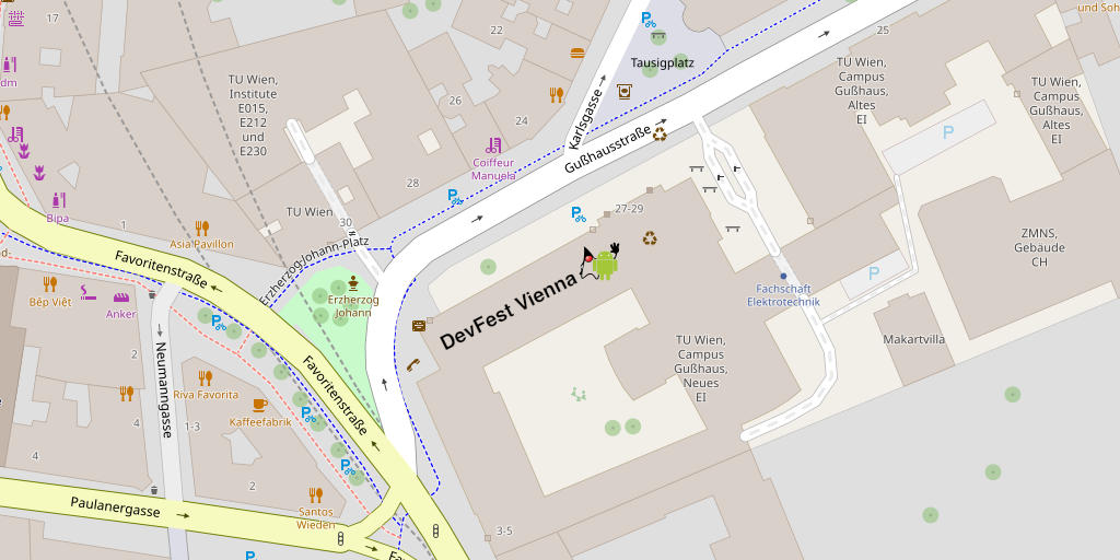 Map of the surrounding of the DevFest Vienna location